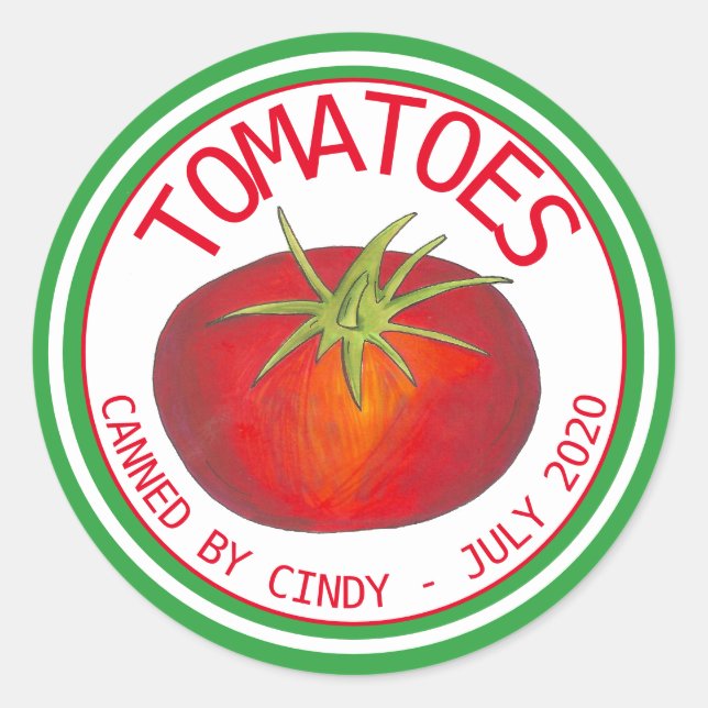 Sticker Rond Tomates Tomates Tomates Légumes En Canne De Sauce  (Devant)