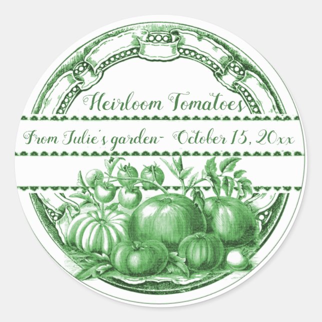 Sticker Rond Tomates Vintages et vertes (Devant)