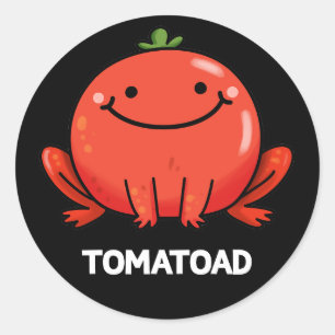 Sticker Rond Tomatoad Funny Tomato Toad Pun Dark BG