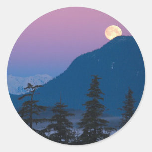 Sticker Rond Tombe nocturne en Alaska