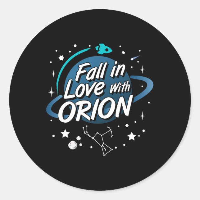 Sticker Rond Tomber Amoureux Avec Orion Constellation Astrologi (Devant)