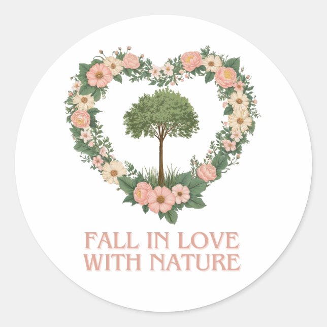 Sticker Rond Tomber amoureux de la nature (Devant)