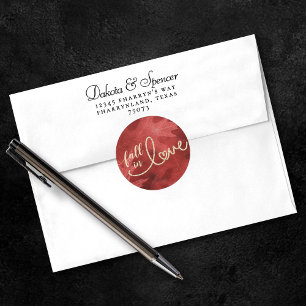 Sticker Rond Tomber amoureux de l'automne Apple Rouge et Or