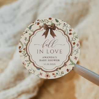 Sticker Rond Tombez amoureux Baby Shower Floral Rustique
