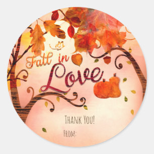 Sticker Rond Tombez amoureux Fête de mariage d'automne Faveur p