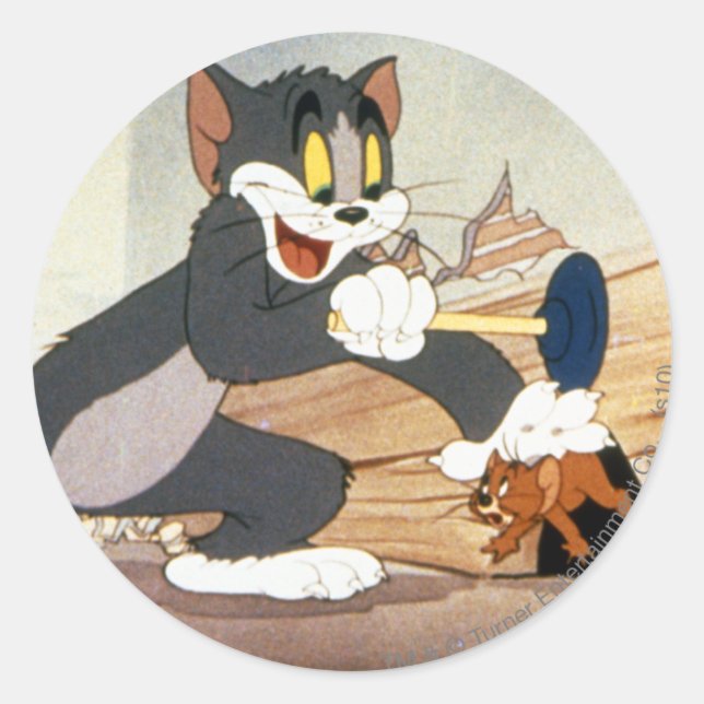 Sticker Rond Tome Et Jerry Plunger (Devant)