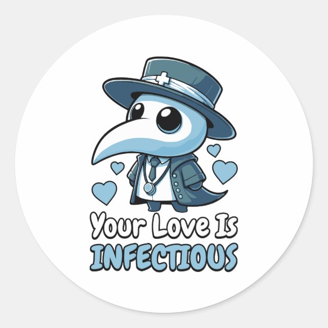 Sticker Rond Ton Amour Est Infectieux ! Joli sorcier docteur Pu (Devant)
