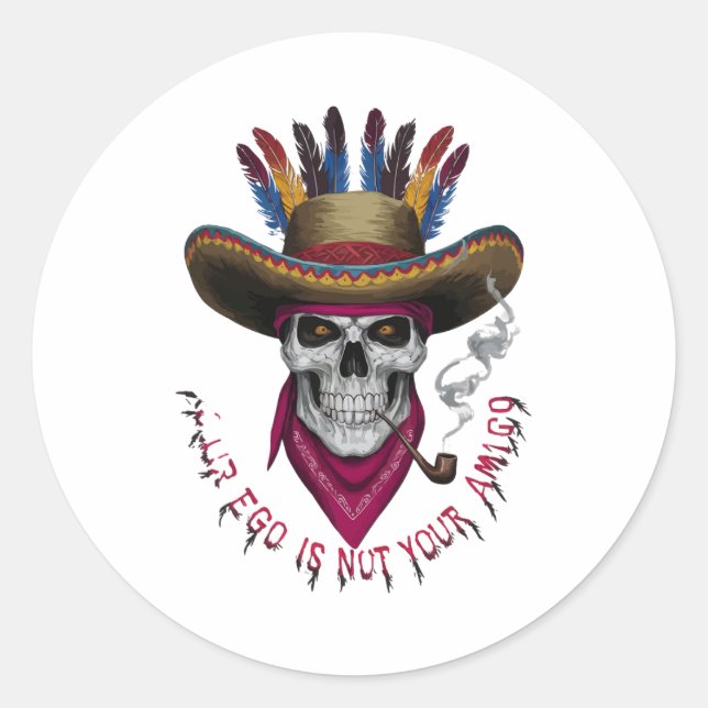 Sticker Rond Ton ego n'est pas ton amigo (Devant)