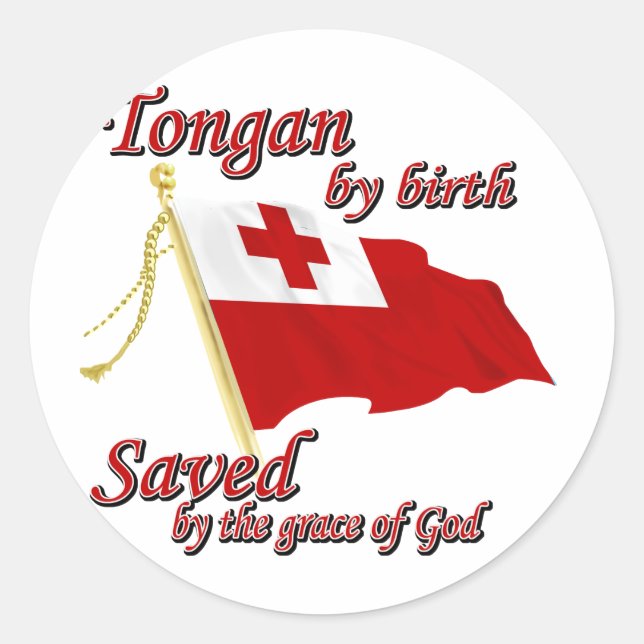 Sticker Rond Tongan de naissance sauvé par la grâce de Dieu (Devant)