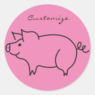 Sticker Rond Tonnerre d'animal de porc