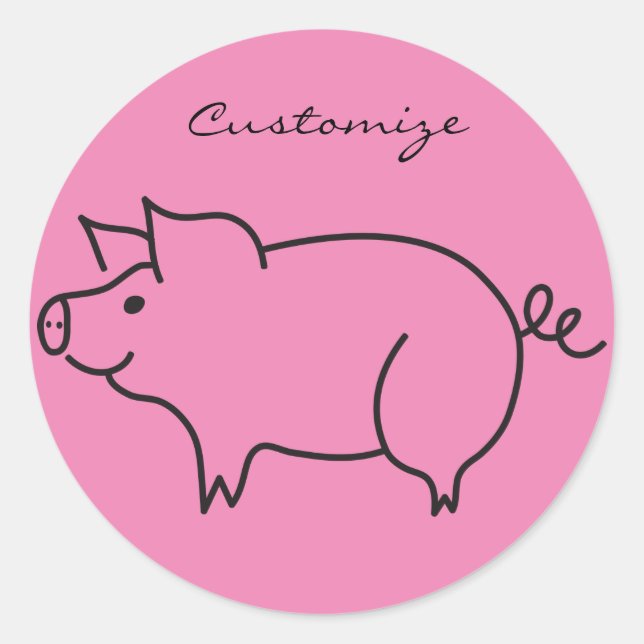 Sticker Rond Tonnerre d'animal de porc (Devant)