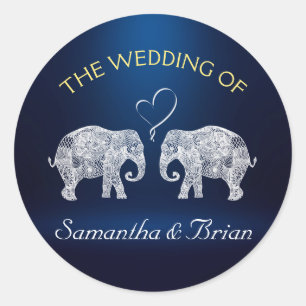 Sticker Rond TONNES D'AMOUR   Elephant Night Light Mariage Pers