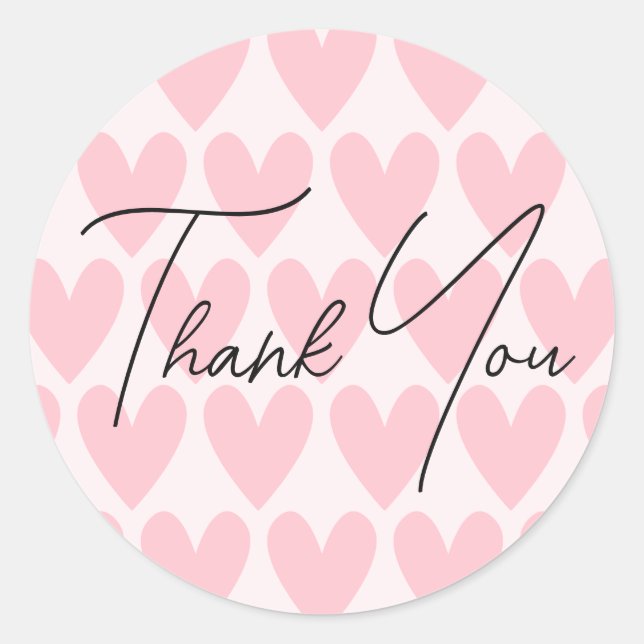 Sticker Rond Tons Motifs du Coeur mignon du Merci rose (Devant)