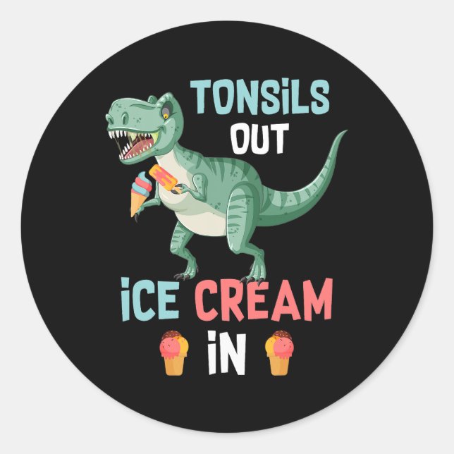 Sticker Rond Tonsils Sortie Glace À Dino Dinosaur Tonsillecto (Devant)