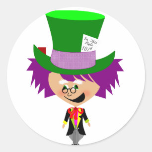 Sticker Rond Toon Mad Hatter