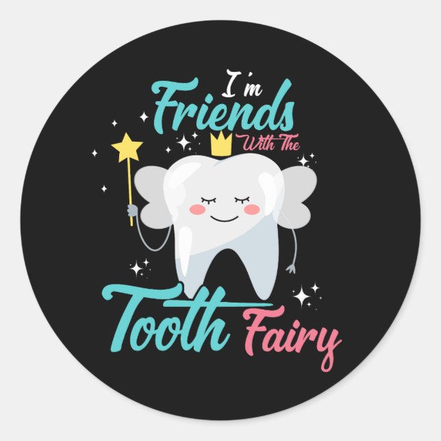 Sticker Rond Tooth Fairy Pediatric Dentist Dental Assistant Hyg (Devant)
