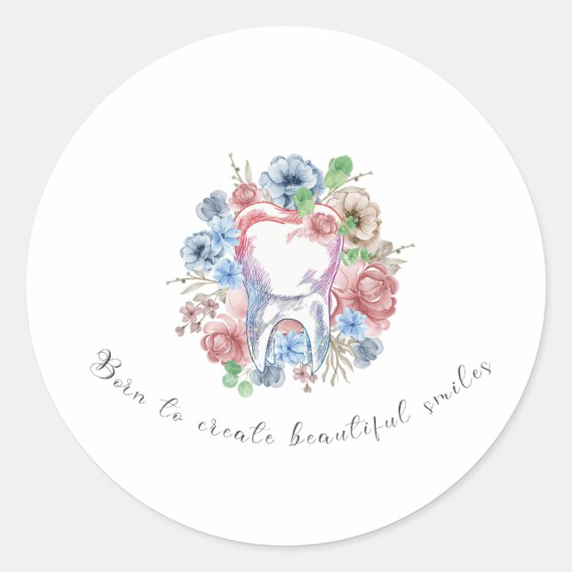 Sticker Rond Tooth - Né pour créer un beau sourire (Devant)