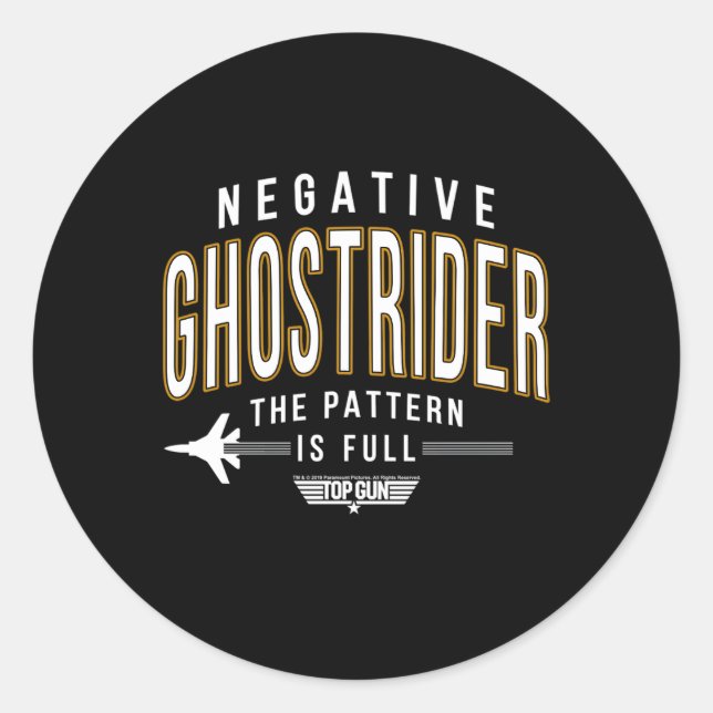 Sticker Rond Top Gun Motif Ghostrider Négatif Est En Texte Comp (Devant)