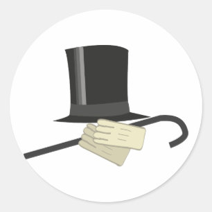 Sticker Rond Top Hat Canne