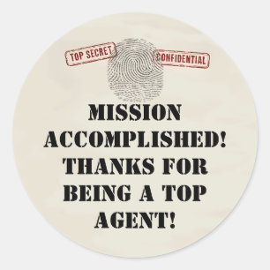 Sticker Rond Top Secret Spy Mission Kids Party