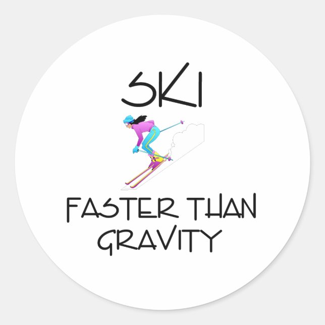 Sticker Rond TOP Ski plus rapide (Devant)