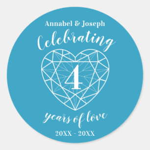 Sticker Rond Topaz bleu anniversaire 4 ans d'autocollants d'amo