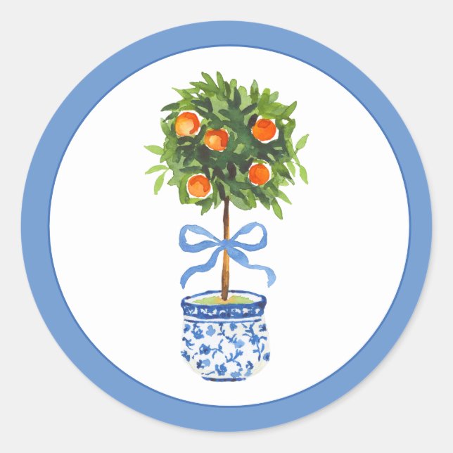 Sticker Rond Topiaire Citron Chinoiserie (Devant)