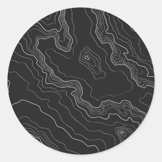 Sticker Rond Topographie noire (Devant)