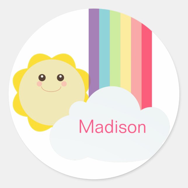 Sticker Rond Toppers/Stickers pour gâteau solaire et arc-en-cie (Devant)