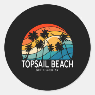 Sticker Rond Topsail Beach North Carolina Palm Tree Beach