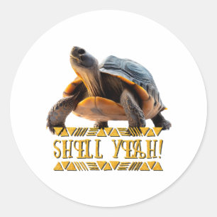 Sticker Rond Tortue 001 Shell Ouais !