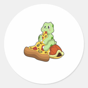 Sticker Rond Tortue à la pizza