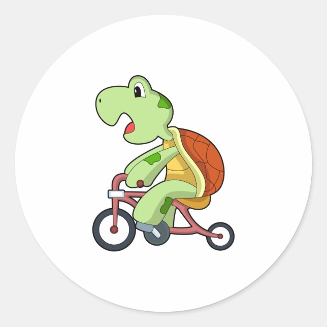 Sticker Rond Tortue à vélo (Devant)
