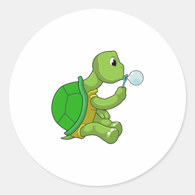 Sticker Rond Tortue avec bulles de savon (Devant)