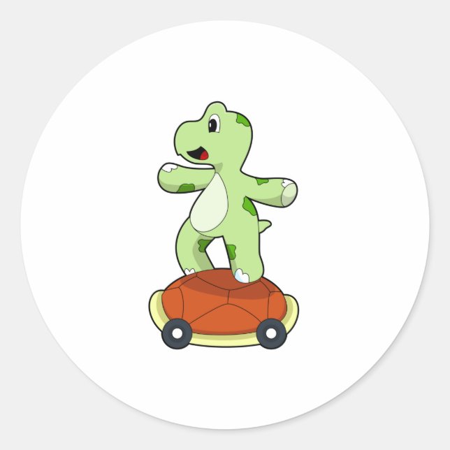 Sticker Rond Tortue avec coquille en tant que skateboard (Devant)