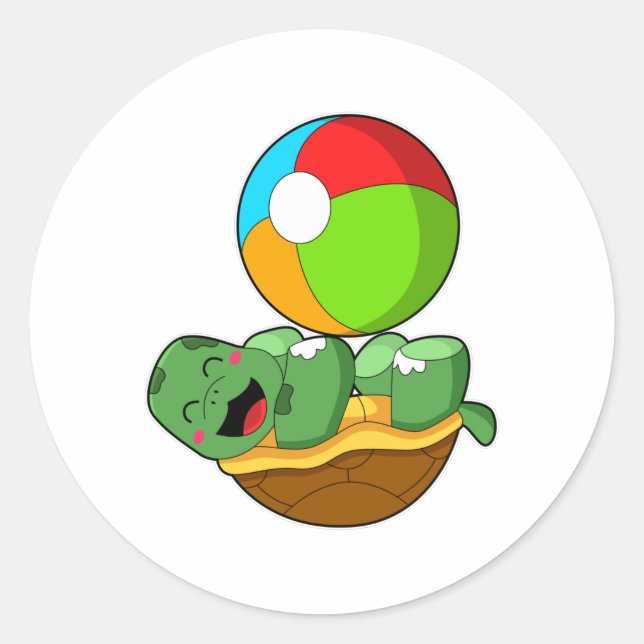 Sticker Rond Tortue avec water-polo (Devant)