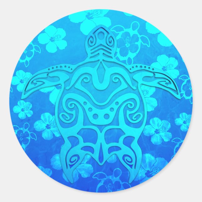 Sticker Rond Tortue bleue (Devant)