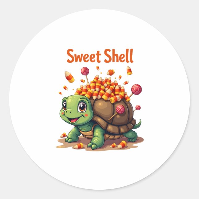 Sticker Rond Tortue coquille de bonbons (Devant)