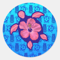 Tortue de Honu hawaïenne et Hibiscus