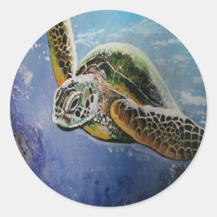 Sticker Rond Tortue de mer