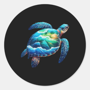 Sticker Rond Tortue de mer Animaux Jours des terres Femmes Homm