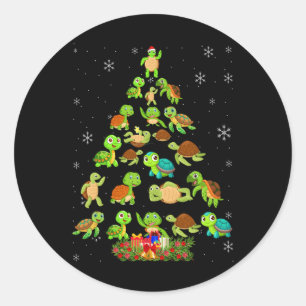 Sticker Rond Tortue de mer Arbre de Noël Correspondant Famille