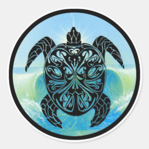 Sticker Rond Tortue de mer celtique