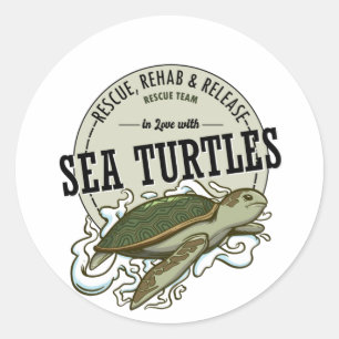 Sticker Rond Tortue de mer pour une équipe de Secourt