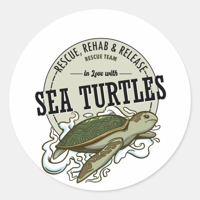 Sticker Rond Tortue de mer pour une équipe de Secourt (Devant)