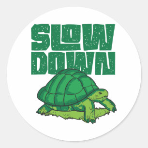 Sticker Rond Tortue de mer ralentie