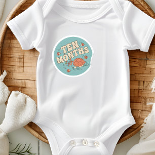 Sticker Rond Tortue de mer rétro boho bébé dix mois étape impor