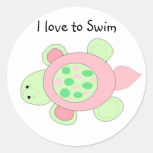Sticker Rond Tortue de natation