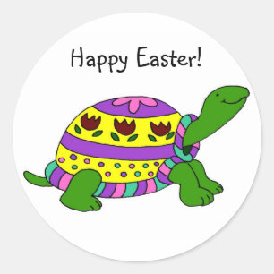 Sticker Rond Tortue de Pâques