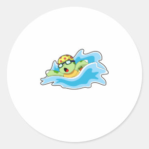 Sticker Rond Tortue en nage dans l'eau